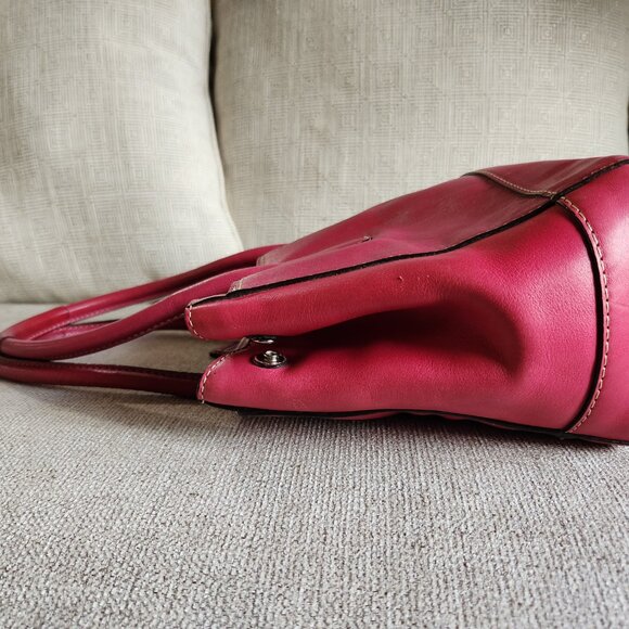 COACH Madeline satchel tote shoulder purse Magenta color with Coach ribbon - Picture 7 of 14